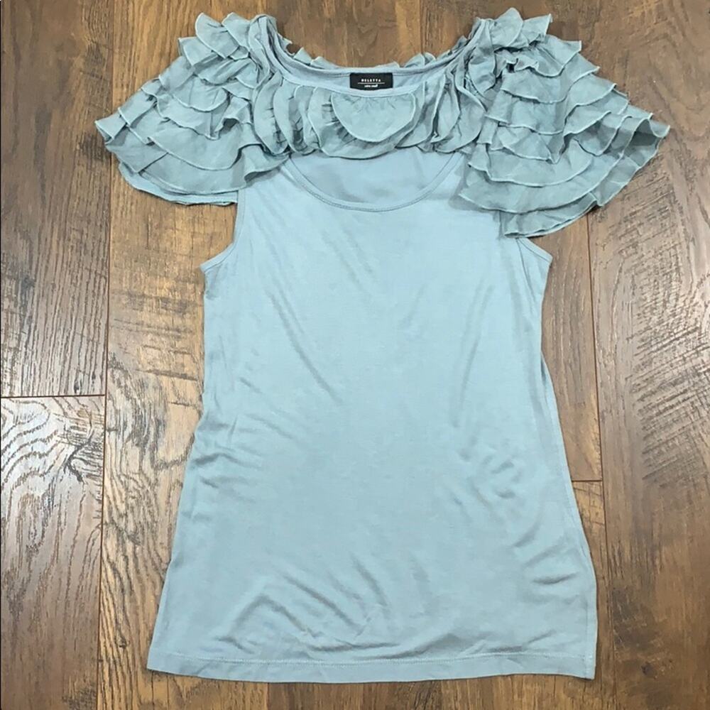 Anthropologie Deletta tiered ruffle shoulder top